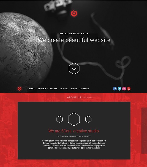 6Cors - One Page Portfolio FREE PSD Template